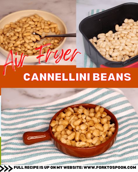 Air Fryer Cannellini Beans - Fork To Spoon Air Fryer Crispy Beans, Air Fried White Beans, Air Fried Cannellini Beans, Crispy White Beans Air Fryer, Air Fryer Kidney Beans, Air Fry Beans, Air Fryer Cannellini Beans, Air Fryer White Beans, Crispy Cannellini Beans