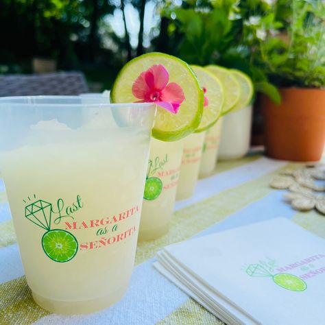 It's time to fiesta like there's no mañana with our "Last Margarita as a Señorita" frosted drinking cups. Fun, cute, and colorful, these adorable drinking cups are the perfect way to add some south-of-the-border flair to your bachelorette bash, birthday party, or summer soiree. So grab your sombreros, and your margaritas - it's time to toast friendships that will last forever! Perfect for a "Tequila and Tacos," a "Margaritas and Matrimony," and Miami Beach Bachelorettes. Pair with our "Margarita Bachelorette Last Fiesta, Bachelorette Party Themes Margarita, Margaritaveil Bachelorette Party, Tacos And Margaritas Party, Matrimony And Margs Bachelorette Ideas, Last Margarita As A Senorita, Margarita Veil Bachelorette, Margarita Bridal Shower Ideas, Margs Bachelorette Theme