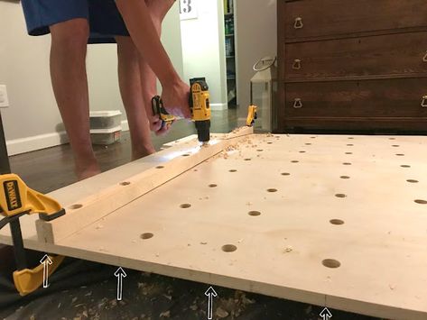 Homemade Bar Stools, Giant Pegboard Wall, Giant Pegboard, Nautical Shelves, Peg Board Walls, Stool Diy, Cold Frame Diy, Diy Bar Stools, Pegboard Wall