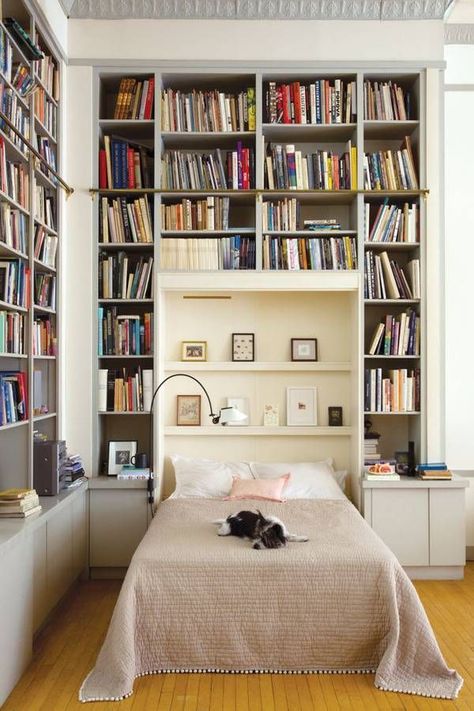 Bookworms will swoon over these 23 beautiful bedrooms. Bookish Bedroom, Small Home Libraries, Elegant Bedroom Design, Murphy Bed Plans, Home Library Design, Dekorasi Kamar Tidur, Design Library, Home Libraries, Dreamy Bedrooms