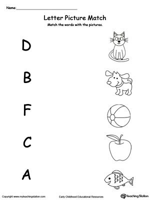 Uppercase Beginning Letter Sound: D B F C A: Encourage your child to learn letter sounds by practicing saying the name of the picture and connecting with the correct letter in this printable worksheet. Letter Sounds Preschool, Lkg Worksheets, Letter Worksheets For Preschool, Beginning Sounds Worksheets, Kindergarten Phonics Worksheets, English Worksheets For Kindergarten, Alphabet Worksheets Kindergarten, Preschool Math Worksheets, Free Preschool Worksheets