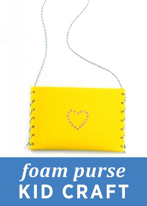 Let your little ones enjoy dress up by making their own accessories including this DIY Foam Purse! Purse Crafts For Kids, Foam Sheet Crafts For Kids, Craft Foam Projects, Foam Sheets Crafts, Make A Purse, Babysitting Crafts, Foam Sheet Crafts, Paper Purse, Kids Purse