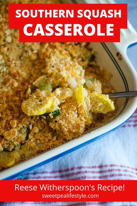 southern squash casserole with crispy ritz cracker crumbs on top. Squash Casserole With Ritz Crackers, Baked Squash And Zucchini Recipes, Casserole With Ritz Crackers, Easy Squash Casserole, Southern Squash, Ritz Cracker Topping, Zucchini Zoodles, Southern Squash Casserole, Ritz Cracker Recipes