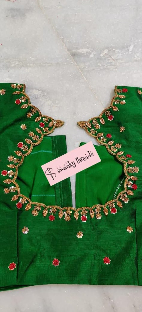 Maggam Back Neck Designs, Simple Cutwork Maggam Work Blouses, Work Blouses Maggam Latest Simple, Simple Cut Work Blouse Designs, Cutwork Maggam Work Blouses, Green Work Blouse Designs, Simple Maggam Works For Blouses, Simple Maggam Work Blouse Designs, Green Embroidery Blouse