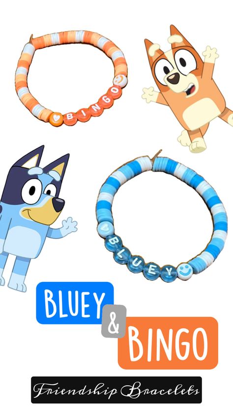 Bluey And Bingo, Bead Charms Diy, Clay Bracelet, Bracelets Handmade Beaded, Cute Bracelets, Bracelet Crafts, Clay Beads, Bday Party, Jewelry Tutorials