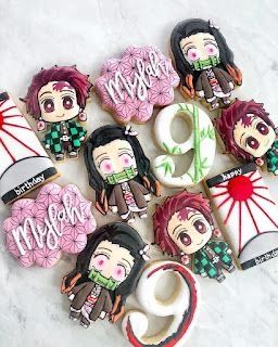 Demon Slayer Cookies Decorated, Demon Slayer Party Decorations, Demon Slayer Birthday Party Ideas, Demon Slayer Party Ideas, Demon Slayer Cookies, Demon Slayer Birthday Party, Demon Slayer Party, Demon Slayer Cake, Demon Slayer Birthday