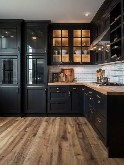 Kitchen Trends 2024, Black Kitchen Ideas, Modern Black Kitchen, Dark Home Decor, Black Kitchen Cabinets, Kitchen Design Decor, Black Kitchen, Kitchen Trends, Kitchen Redo