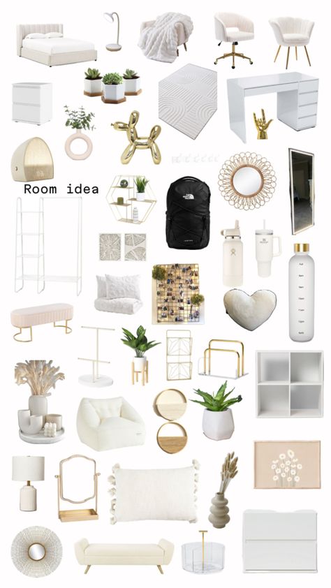 Room ideas Aesthetic Room Theme Ideas, Cute Ways To Set Up Your Bedroom, Room Decor Soft Aesthetic, Kmart Room Decor Bedroom, Room Inspo Gold And White, Uk Room Ideas, Cute Room Inspo For Small Rooms, Target Room Decor Ideas, White And Gold Room Ideas