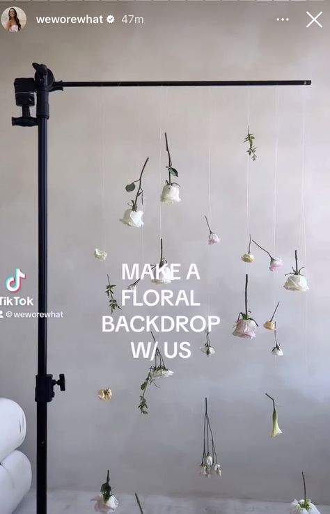 Hanging florals for event inspo, photo moment, THE moment Hanging Florals, Wedding Program Sign, Photo Moment, Photoshoot Backdrops, Beautiful Photoshoot Ideas, Spring Studios, Spring Photoshoot, Flower Photoshoot, Malibu Wedding