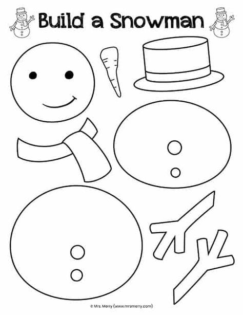 Christmas Projects For Kids, Printable Snowman, December Crafts, Christmas Worksheets, Preschool Christmas Crafts, Christmas Arts And Crafts, Winter Preschool, Daycare Activities, Christmas Activities For Kids