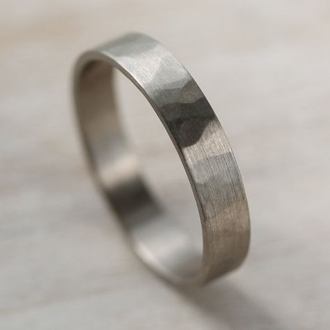 Hammer+Textured+Narrow+Men's+Wedding+Band++4mm+or+by+AideMemoire Silver Mens Wedding Ring, Mens Wedding Bands Silver, Male Wedding Rings, Ethical Wedding Rings, Male Ring, Ethical Wedding, Mens Gold Wedding Band, Pink Tourmaline Ring, Cross Ring