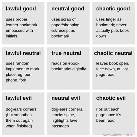 Bookmark Behaviour - Writers Write Meme Book, Alignment Chart, Leaf Book, Chaotic Neutral, Leather Bookmark, Writers Write, Book Organization, Start Writing, I Love Books