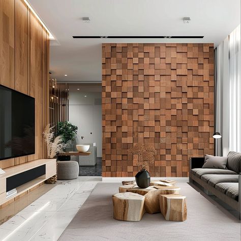 Wood panel tv wall