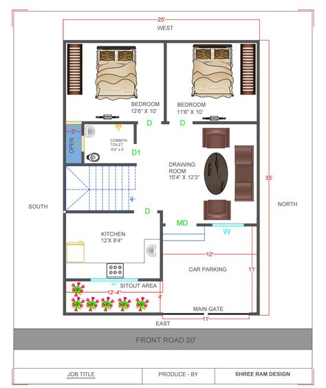 Mordern House plan 30×35 House Plan North Facing, 25 X 35 House Plan, 35 X 35 House Plans, 25 40 East Facing House Plans, East Facing Duplex House Plan Vastu, 35×40 House Plan, 25×35 House Plan, 30×35 House Plan, 25x35 House Plans