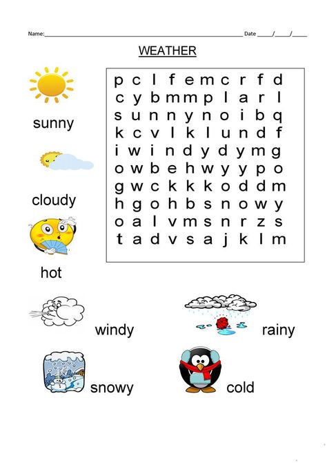 1st Grade Word Search - Best Coloring Pages For Kids Weather Elementary, Weather Word Search, Elementary Reading Comprehension, Weather Activities Preschool, Word Puzzles For Kids, Teaching Weather, Weather Worksheets, Preschool Weather, Weather Vocabulary