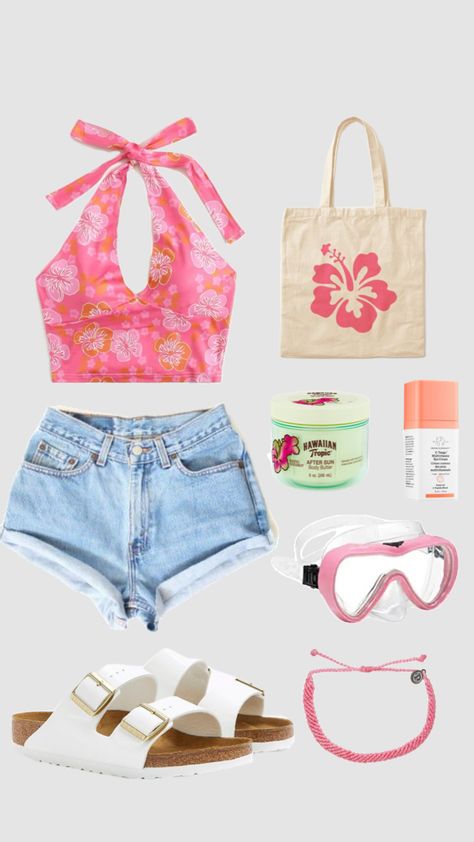 Hawaiin Day Outfits For School, Hawaii Vibes Outfit, Aesthetic Hawaii Outfits, Cute Summer Outfits Beach, Coconut Core Outfit, Coconut Girl Summer Outfits, Hawaii Fits Aesthetic, Coconut Aesthetic Outfits, Hawaiian Outfits Women