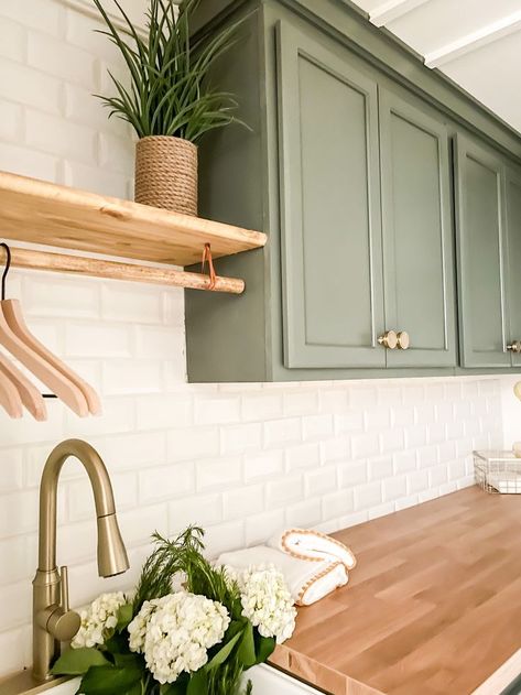 Laundry Room // One Room Challenge // Laundry Room Design // Laundry Room Remodel Rooms Decoration, Laundry Room Colors, Green Laundry, Learning Something New, Laundry Cabinets, Laundry Room Renovation, Laundry Room Cabinets, Laundry Room Remodel, Laundry Room Inspiration