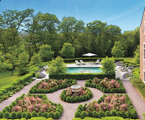 Gardens Design Ideas, Outdoor Architecture, House Garden Landscape, French Garden Design, French Gardens, Italian Gardens, Parterre Garden, French Landscape, Landscape Design Ideas