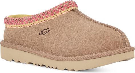 UGG® Kids' Tasman II Embroidered Slipper | Nordstrom Ugg Fashion, Cute Uggs, Embroidered Slippers, Pink Uggs, Ugg Tasman Slippers, Preppy Shoes, Pretty Shoes Sneakers, All Nike Shoes, Ugg Tasman