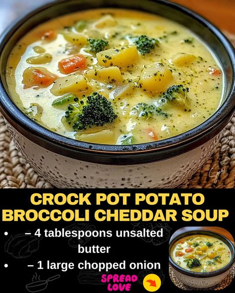 Crock Pot Potato Broccoli Cheddar Soup Broccoli Potato Soup Crockpot, Broccoli Soup Crockpot, Potato Broccoli Cheddar Soup, Crockpot Broccoli Cheddar Soup, Cheddar Broccoli Potato Soup, Broccoli Potato Cheese Soup, Crock Pot Potato, Potato Cheddar Soup, Broccoli Potato Soup