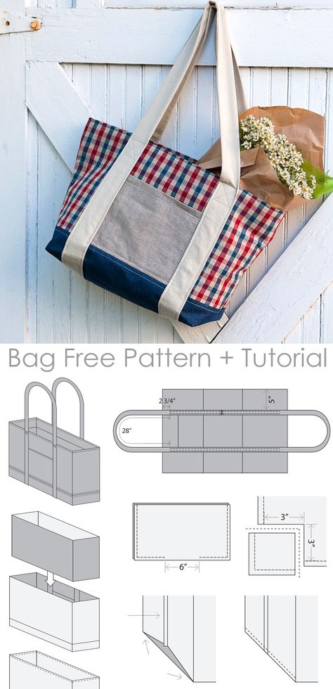 Farmers Market Tote Bag Tutorial + Pattern Crochet Totes, Farmers Market Tote Bag, Tote Tutorial, Tote Bag Pattern Free, Tutorial Sewing, Sewing Crochet, Tas Bahu, Bag Sewing Pattern, Diy Tote