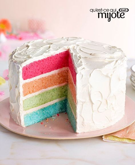 Gâteau arc-en-ciel #recette Cakes Rainbow, Rainbow Layer Cake, Adorable Cupcakes, Bunny Cakes, Rainbow Layer Cakes, Rainbow Cakes, Easy Easter Desserts, Easter Desserts, Layer Cake Recipes