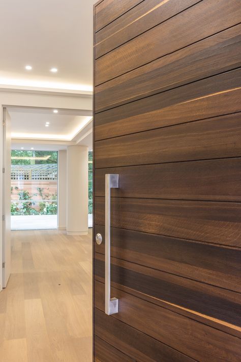 Nick Leith-Smith Ply Door Design Modern, Ply Door Design, Wardrobe Shutter Design, Wooden Door Entrance, Feature Lighting, Flush Door Design, Shutter Designs, Main Entrance Door Design, Veneer Door