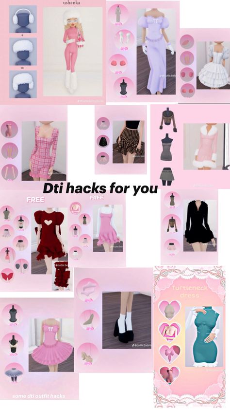 Dti hacks for those who need them💗 Dresses For Dolls, Faerie Aesthetic, Fancy Dress Code, Save Outfits, Nye Outfits, Crazy Makeup, Cute Fit, Roblox Roblox, Turtle Neck Dress