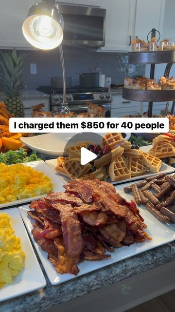 Bernard Hardison on Instagram: "Would you pay $850 for a brunch for 40 people?❤️❤️‼️‼️ #fyp #foodporn #foodphotography #foodstagram #foodblogger #healthyfood #explorepage #explorepage✨ #brunch #brunette #viral #foodporn #food #foodie #outdoor #foodnetwork #exploring #explorar #followforfollowback #foodcritic #foodcoma #tiktok #foryoupage #fypシ #fypage" Breakfast Ideas Party Brunch Food, Breakfast Trays Ideas, Brunch Party Menu Buffet, Simple Breakfast Buffet Ideas, Food For Brunch Parties, Brunch For 30 People, Breakfast Serving Ideas Table, Small Brunch Set Up, Brunch Presentation Ideas