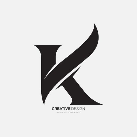 Modern unique shape letter k with classi... | Premium Vector #Freepik #vector #logo-elements #logo-design #brand-logo #logo-designs K Logos Design, Letter K Logo Design Ideas, K Logo Design Letter, K Monogram Logo, K Letter Design, Letter K Logo Design, Km Logo, K Letter Logo, K Logo Design