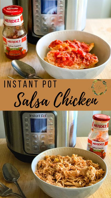 This simple Salsa Chicken recipe uses only 2 ingredients and is ready in minutes thanks to the Instant Pot. Shred the Salsa Chicken and use it for other meals like tacos, nachos, and chicken enchiladas. #chicken #instantpot #salsachicken #easydinner Instant Pot Mexican Chicken, Instant Pot Salsa Chicken, Instant Pot Salsa, Salsa Chicken Recipe, Instant Pot Mexican, Chicken Salsa, Salsa Chicken, Healthy Instant Pot Recipes, Mexican Chicken