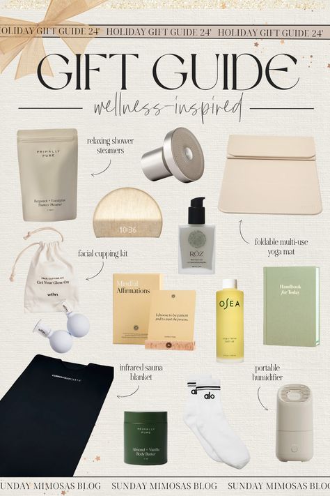 Wellness & Self Care Gifts for women this holiday season! These are the top Christmas gift ideas in the health, self-love and overall well-being category. In this wellness gift guide, we're sharing the best wellness gifts including the CurrentBody infrared sauna blanket, the Hatch alarm clock, the Oura ring, our favorite facial cupping kit and more! Check out our latest post for more Christmas gift ideas for everyone on your list. Christmas Self Care Gift Ideas, Wellness Christmas Gifts, Wellness Girl Gift Guide, Wellness Gift Guide, Health And Wellness Gifts, $50 Gift Ideas For Women, Christmas Gifts For Her For Women, Gift Guide 2024, Self Care Christmas Gifts