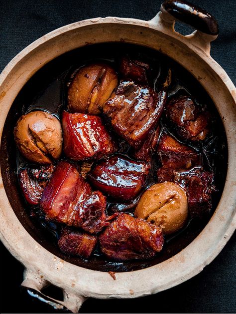 红烧肉 Mom’s Shanghai Style Red-Braised Pork Belly » Betty L Hong Shao Rou, Red Braised Pork, Caramelized Pork, Soup Dumplings, Chinese Pork, Braised Pork Belly, Pork Belly Recipes, Savoury Recipes, Braised Pork