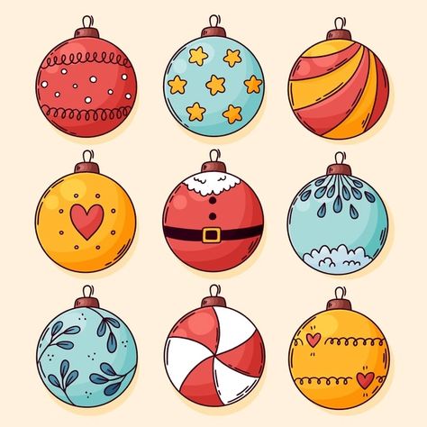 Christmas Decorations Drawings, Hand Drawn Christmas, Ball Drawing, Ornament Drawing, Christmas Offers, Christmas Ball Ornaments, Christmas Balls Decorations, Christmas Doodles, Christmas Card Art