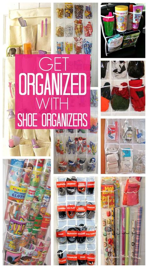 I love over-the-door shoe organizers so today I'm sharing how to get organized with over-the-door shoe organizers in every room of your house. Over Door Shoe Storage, Shoe Rack Hacks, Over Door Shoe Rack, Shoe Storage Door, Hanging Shoe Rack, Over The Door Hanger, Shoe Hanger, Over The Door Organizer, Shoe Organizers