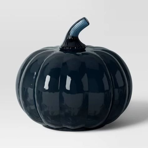 Get Inspired with Fall Decorating Ideas | Target : Page 2 Decorative Pumpkin, Dark Academia Decor, Glass Pumpkins, Hearth And Hand, Decor Figurines, Blue Interior, Dark Blue Color, Antique Glass, Pumpkin Decorating