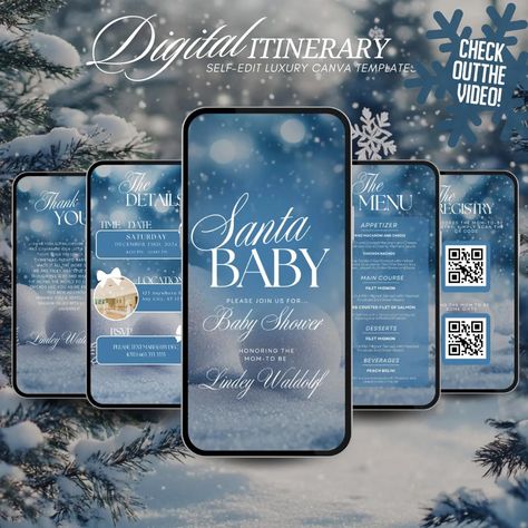 Christmas Santa Baby Shower Invitation, Digital Winter Wonderland Baby Shower Evite Template, 2024 Baby Shower Invitation, Winter Theme - Etsy Winter Baby Shower Invitations, Winter Wonderland Baby Shower, Winter Wonderland Theme, Christmas Baby Shower, Baby Shower Winter, Invitation Baby Shower, Messaging App, Merry Little Christmas, Baby Cold