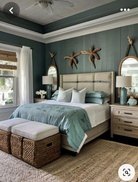 Modern Coastal Bedroom Ideas, Coastal Bedroom Ideas, Modern Coastal Bedroom, Blue Bedroom Design, Teal Bedroom, Coastal Bedroom Decorating, Coastal Bedrooms, Coastal Bedroom, Bedroom Refresh