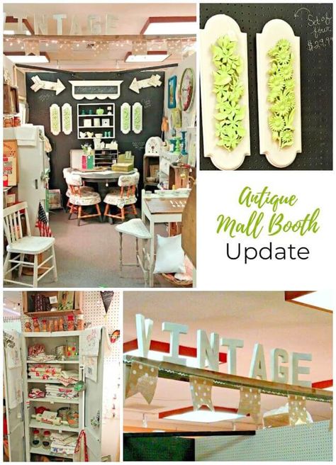 Antique Booth Update - Moving to a Larger Space! Antique Booth Set Up, How To Start An Antique Booth, How To Run An Antique Booth, Antique Booth Design, Antique Mall Booth Ideas, Antique Mall Booth Walls, Antique Mall Booth Staging, Booth Diy, Peeling Wallpaper