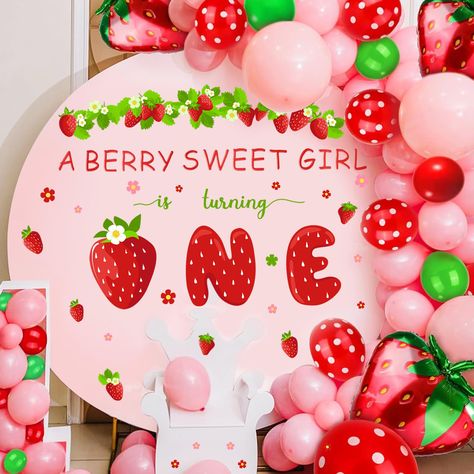 PRICES MAY VARY. 🍓Berry One Decor: Brighten up your little one's first birthday party with this charming "A Sweet Berry Girl is Turning One" decals, adding a charming and sweet atmosphere to your strawberry-themed birthday decoration. 🍓Widely Use: The berry first birthday party sign is ideal for strawberry theme party, baby girl's first birthday party, baby shower, summer fruit party and more. The small strawberry stickers can also be used to decorate your gift bags or other party supplies! 🍓 Feb First Birthday Ideas, One Year Birthday Party Ideas Decor, One Birthday Theme Girl, 1st Baby Girl Birthday Ideas, Berry Sweet One Birthday Theme, Baby Girl Birthday Theme Ideas, Girl First Birthday Party Ideas Summer, Berry First Birthday Girl, One Year Birthday Party Ideas Girl