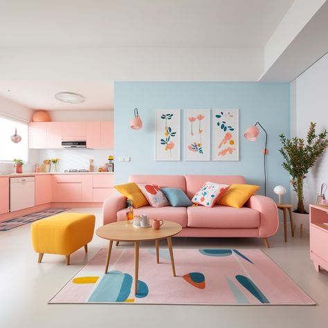 Pastel Interior Design, Room Pastel, Pastel Living Room, Deco Pastel, Pastel Interior, Room Colour, Pastel Home Decor, Pastel Room, Pastel Decor