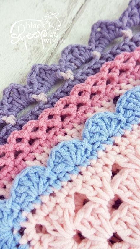 Easy Crochet Borders For Blankets, Borders Crochet, Crocheted Borders, Crochet Borders For Blankets, Picot Crochet, Crochet Blanket Border, Háčkovaná Čipka, Crochet Boarders, Crochet Blanket Edging