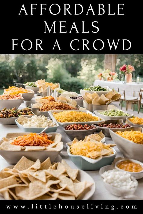 Are you having a large group of people or a get-together at your home soon? Here are some affordable meals for large groups! Dinner For Group, Meals For Large Groups, Large Party Food, Affordable Meals, Group Dinner, Large Group Of People, Large Group Meals, Large Family Meals, Vacation Meals