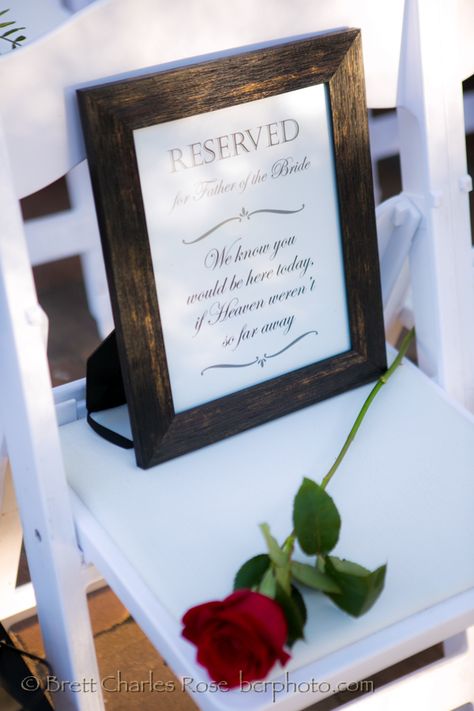 Wedding seats reserved for loved ones they lost. Wedding Ceremony Lost Loved Ones, Reserved For Loved Ones Wedding, Reserved Seats For Passed Loved Ones, Honor Lost Loved Ones At Wedding, Angel Seat At Wedding, Reserved Pews Wedding, Reserving Seats At Wedding, Lost Family Members Wedding, Grandparent Remembrance Wedding