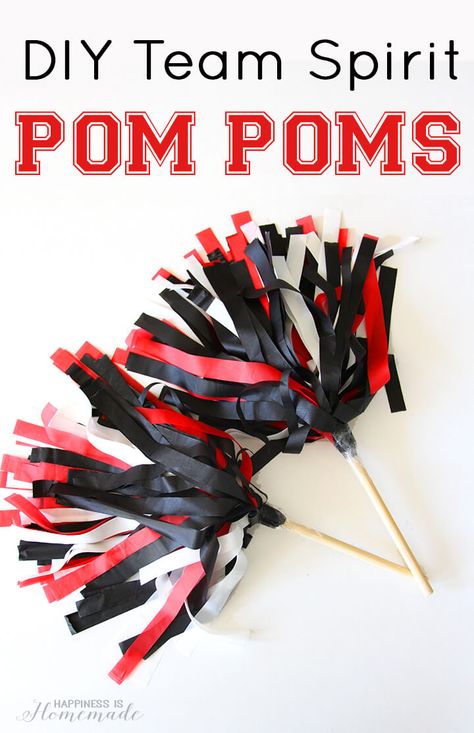 Quick and easy DIY pom poms are the perfect way to cheer on your favorite sports team and show your team spirit! Great for kids and adults alike! Sports Themed Vbs Lessons, Tailgate Party Decorations Diy, Diy Tailgate Decorations, Chiefs Activities For Kids, Sport Arts And Crafts For Kids, Tailgate Games For Kids, Team Mom Ideas Football, Kids Tailgate Party, How To Make Pom Poms