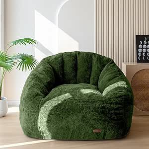 MAXYOYO Giant Bean Bag Chair, Oversized Bean Bag Couch for Adults and Kids, Faux Fur Shell-Shaped Large Bean Bag Chair with Filler, Stuffed Big Accent Sofa Chair Floor Sofa for Gaming, Reading Comfy Bean Bag, Large Bean Bag Chair, Giant Bean Bag, Giant Bean Bag Chair, Bean Bag Couch, Accent Sofa, Floor Sofa, Bean Bag Sofa, Bag Chair