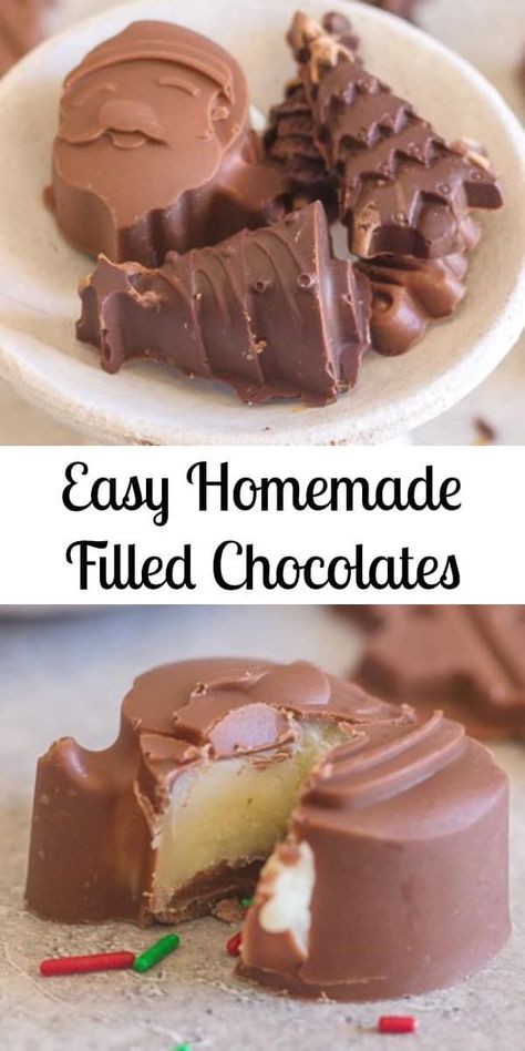 Chocolate Filled Candies, Chocolate Mold Desserts, How To Make Chocolate Candy With Molds, Chocolate Mould Recipes, Homemade Filled Chocolates, Homemade Chocolates In Molds, Chocolate Mold Recipes, Making Chocolate Candy In Molds, Filled Chocolate Candy Recipes