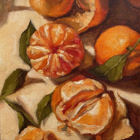 Oil Painting Orange, Asian Fruit, Painting Fruit, Fruit Still Life, Painting Orange, Orange Painting, Ethereal Aesthetic, Arte Van Gogh, Food Painting