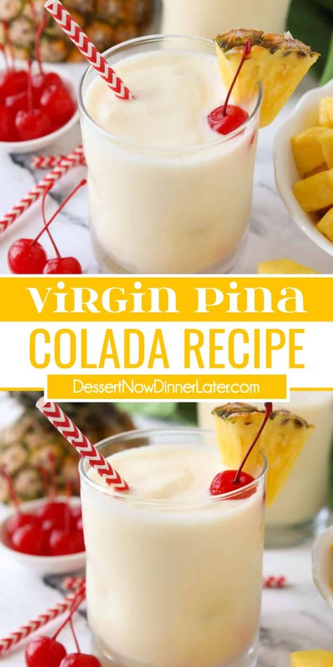 Diy Pina Colada Drink, Virgin Pina Colada On The Rocks, Cream Of Coconut Drinks Non Alcoholic, How To Make Virgin Pina Colada, Best Virgin Pina Colada Recipe, Pina Colada Recipe In A Pineapple, Mocktail Pina Colada, How To Make A Pina Colada, Hawaiian Drinks Non Alcoholic