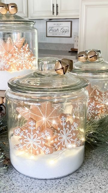 Large Jar Decorating Ideas, Cookie Jar Ideas Decoration, Hobby Lobby Decor Christmas Decorations, Hobby Lobby Christmas Crafts, Gingerbread Cookie Ornaments, Jar Decorating Ideas, Merry Christmas My Friend, Diy Christmas Cookies, Cookie Ornaments